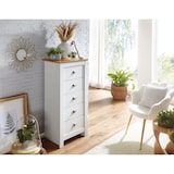 thumbnail of Sideboard mit 5 Schubladen 53x114x39 cm Kommode Weiß / Eiche Modern, Design Anrichte Hoch Schmal, Schubladenkommode