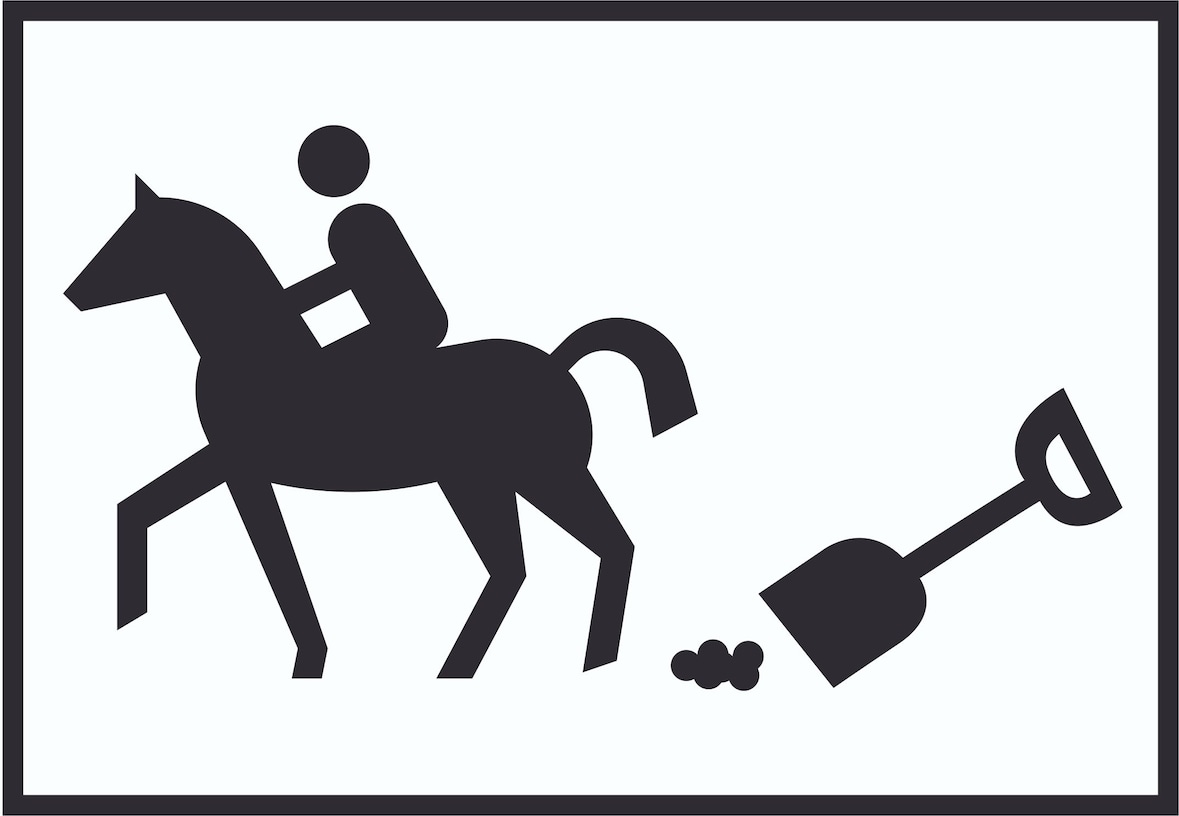 Bitte abäppeln Symbol Schild Pferde Reitplatz A5 Rückseite selbstklebend