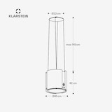 thumbnail of Klarstein Skyfall Inselabzugshaube Ø45cm Umluft 402m³/h LED Nickel-Metallic