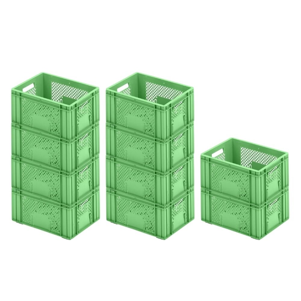PROREGAL 10x Eurobehälter Obst- und Gemüsekasten | HxBxT 19x30x40cm | 18 Liter | Grün | Obst-Gemüsekiste, Obstkorb, Transportbox