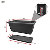 thumbnail of Macetero rectangular de plástico de 80 cm para plantas y flores con jardinera de exterior antracita, resistente a los rayos UV, fabricado en Italia.