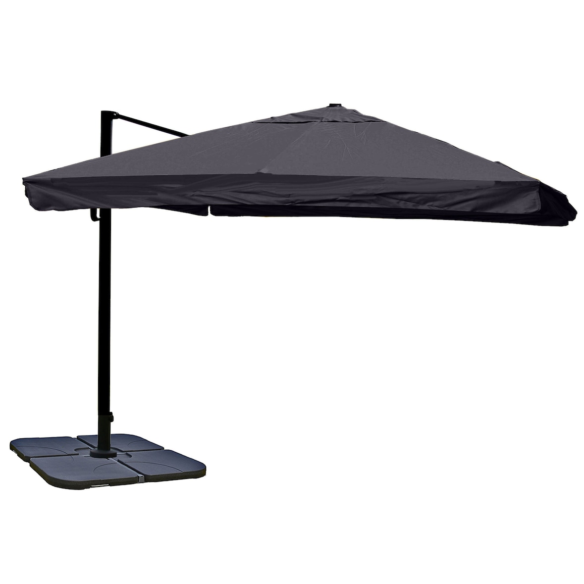 Décoshop26 - 5m offset parasol + draaibare voet – Antraciet polyester doek + aluminium-stalen frame 04_0007956
