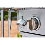 thumbnail of METRO PROFESSIONAL 4 hoofd- en zijbranders gasgril, 182 x 66 x 125 cm, 2 zijtafels, verrijdbaar, beschermhoes, roestvrij staal, zilver