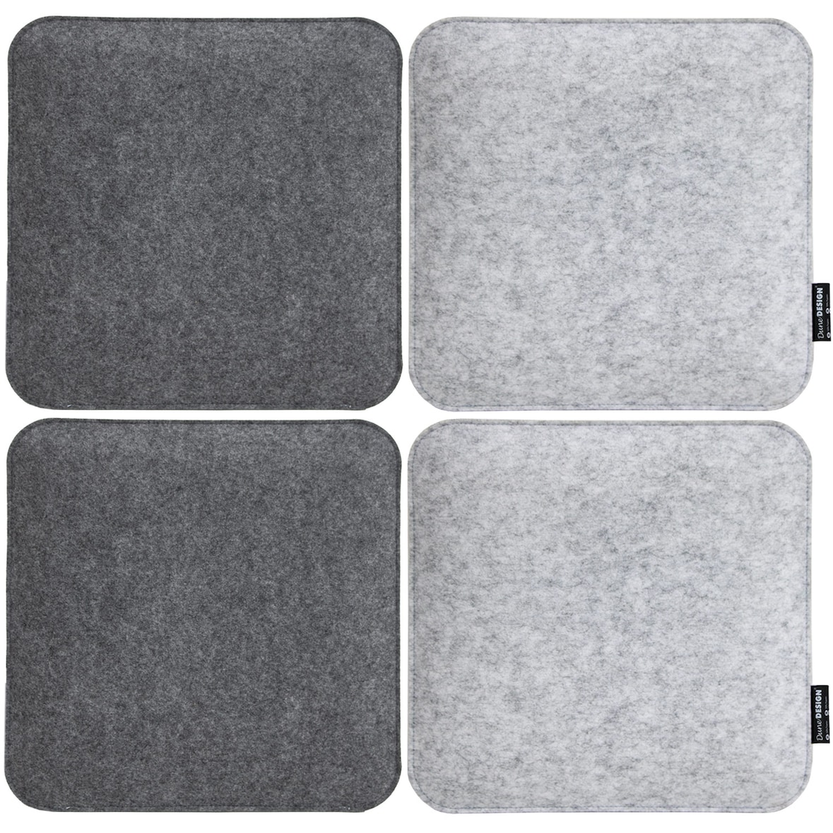 Extra Dik: 4 Vilten Zitkussen Vierkant - 35x35x3cm Omkeerbaar Stoelkussen Vilt - Stoelpad Grijs