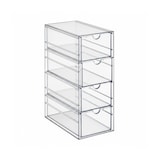 thumbnail of Relaxdays Schubladenbox, 4 Fächer, Organizer für Make Up, Büro, Bastelsachen, Kunststoff, Schubladenturm, transparent