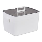 thumbnail of Relaxdays Hausapotheke, 5 Fächer, Erste Hilfe Kasten 2 separate Etagen, Kunststoff, HxBxT: 22x28,5x21,5 cm, weiß/grau