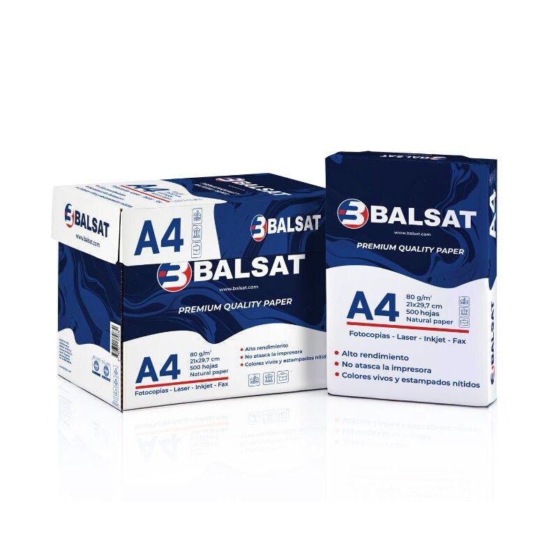 BALSAT | Paquete Folios DIN A4 500 hojas/paquete 80 g/m² | Blanco vivo|300 paquetes