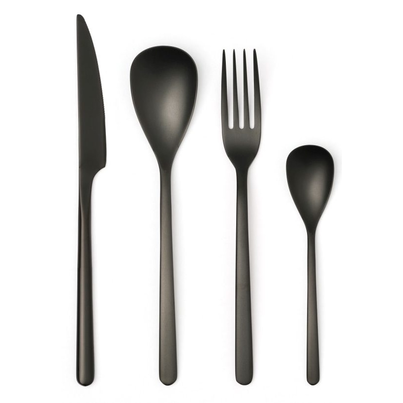 Comas canada, set 24 posate nero vintage, in acciaio inox con trattamento colore in pvd