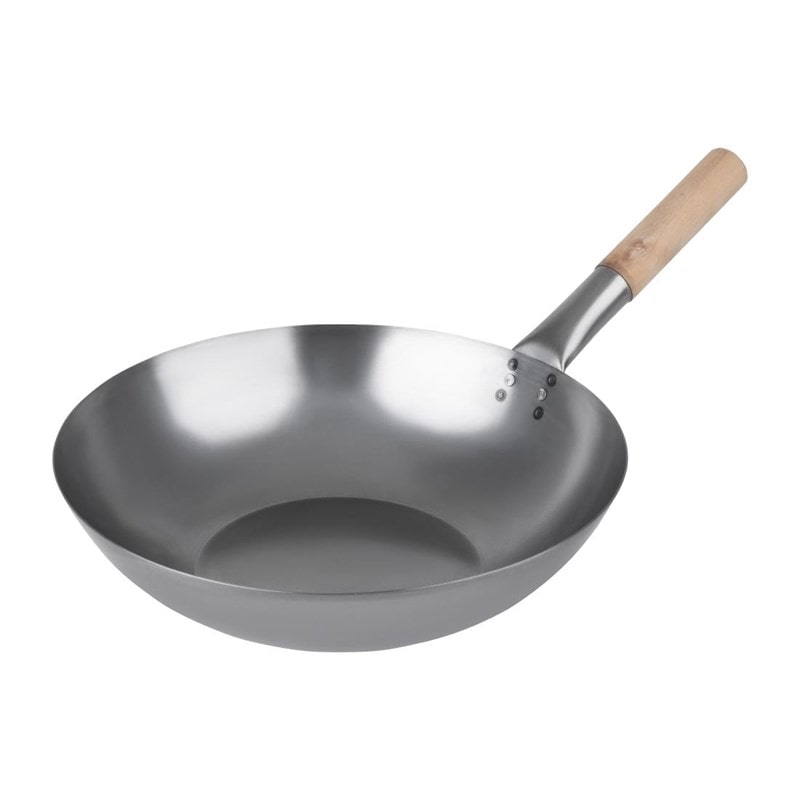 Vogue Wok in acciaio dolce con fondo piatto 35,6(Ø)cm