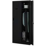 thumbnail of Umkleideschrank Spind WIEN - 2 Abteile, Etikettenhalter | Umkleidespind Metall Schließfachschrank Garderobenspind, 180x80x50cm Schwarz