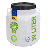 thumbnail of plasteo® 30 Liter Schraubdeckelfass weiß Weithalsfass, Lebensmittelecht, BPA-Frei, Futtertonne Kunststofffass Deckelfass Regentonne Sauerkrautfass