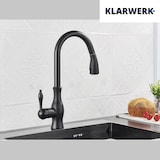 thumbnail of NAVIS | Torneira de cozinha elegante e extensível em aço inox preto, arco alto, misturador de luxo, alta pressão, 360°, 2 conexões