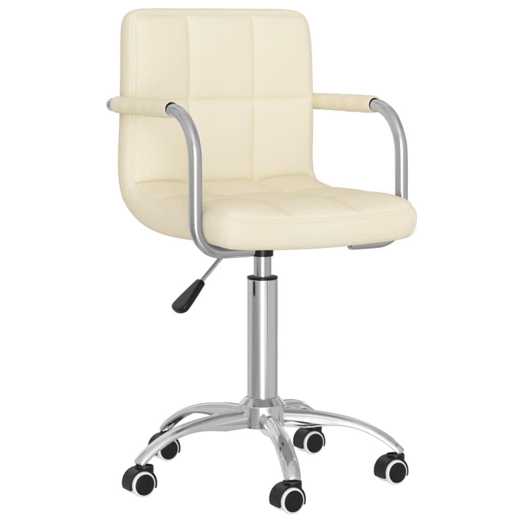 Décoshop26 - Silla de comedor/oficina giratoria con ruedas en tela color crema DEC025077