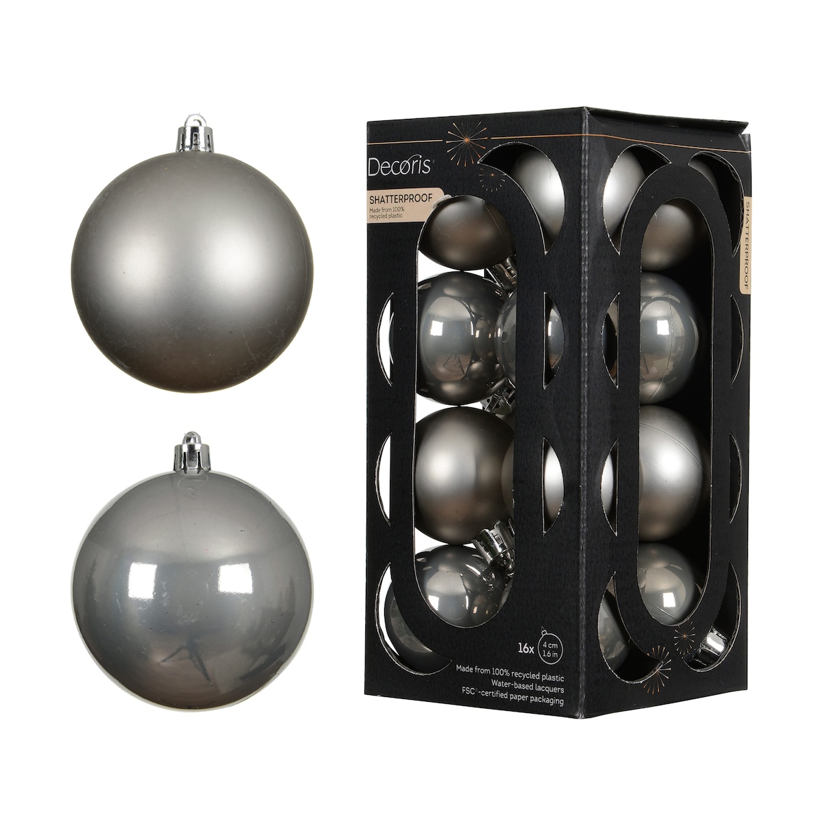 16 Weihnachtskugeln Kunststoff 4cm klein & bruchsicher Christbaumkugeln Weihnachtsbaumkugeln Christbaumschmuck Weihnachtsbaumschmuck Uni Zart Grau