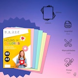 thumbnail of Folios de Colores A4 80gr 500 hojas,Papel colorido 80gr ideal para hacer Manualidadesç, Folios A4. m-office  (500h, Surtido Pastel+Fuerte)