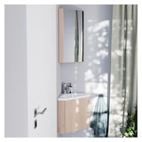 thumbnail of Ensemble meuble lave-mains d'angle décor chêne KODA + armoire miroir