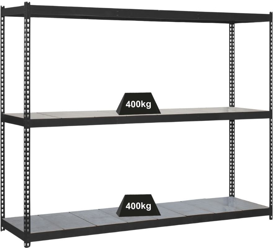 PROREGAL Schwerlastregal METAL YETI THREE | HxBxT 200x120x75cm | Fachlast 400kg | Anthrazit | Regal Standregal Werkstattregal Lagerregal Kellerregal