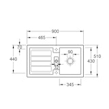 thumbnail of Villeroy&Boch Spülbecken, Küchenspüle Flavia 50 Ivory 900x510mm, Unterschrankbreite 50cm
