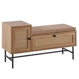 thumbnail of Schuhbank mit Sitzfläche 100x60x38 cm Garderobenbank Eiche-Dekor, Sitzbank Rattan Klein Gepolstert, Bank Schmal Flur mit Stauraum, Flurbank Flurmöbel