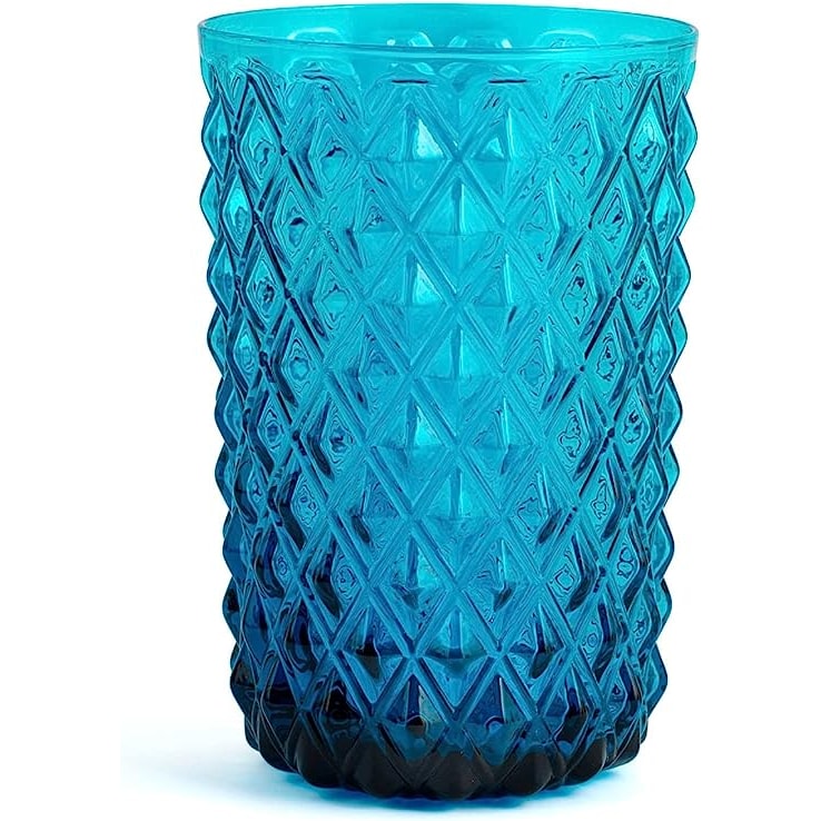 H&H Set 6 Bicchieri in Vetro Murano, Colore Blu, 46cl