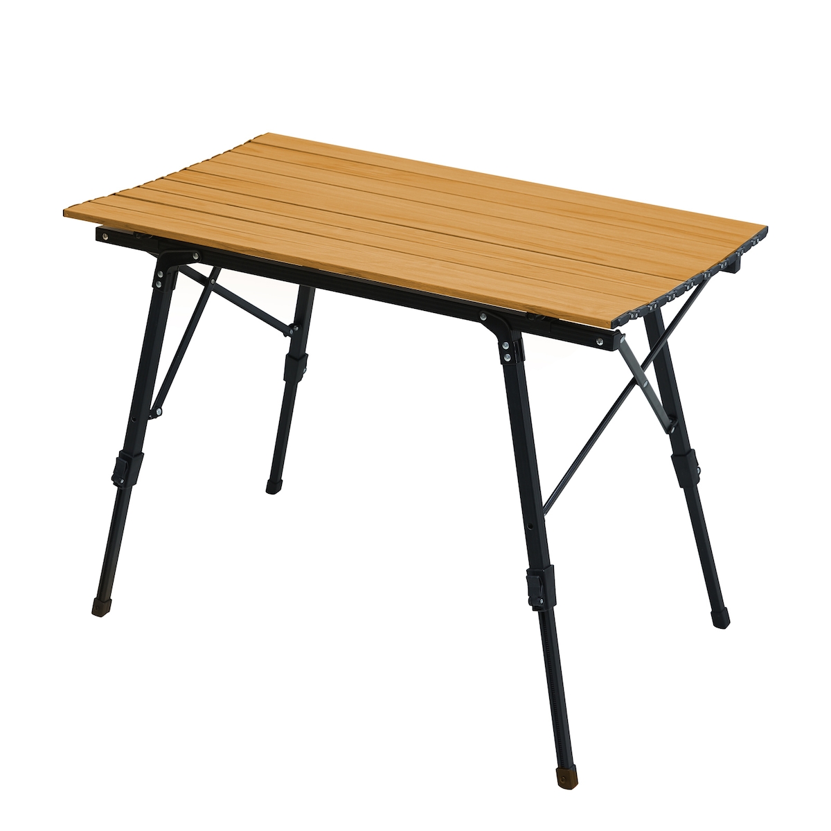 JAWINIO Gartentisch klappbar Falttisch höhenverstellbar Aluminium Holzoptik/Schwarz