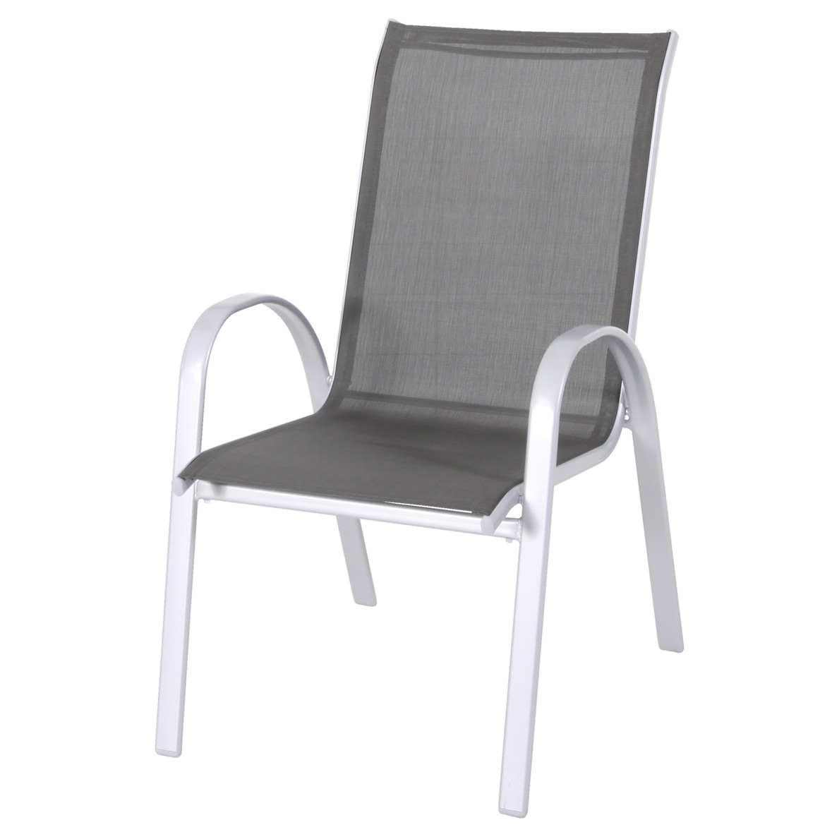 aro Stapelstoel voor buiten met armleuningen, staal/synthetische stof, zwart/zilver