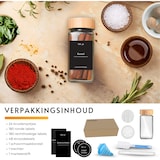 thumbnail of Five Stars® 24-delige Glazen Kruidenpotjes Vierkant met Bamboe Deksel – 2 Soorten Strooideksels – incl Stickers, Krijtstift, Vultrechter – 120ml