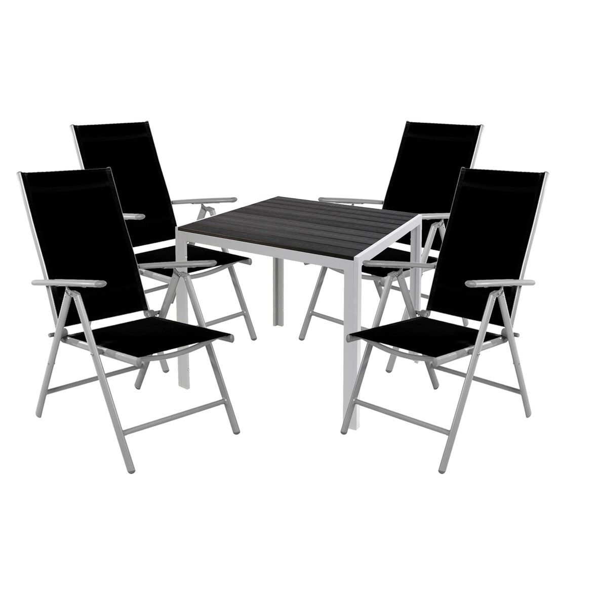 Gartengarnitur Sitzgarnitur 5-teilig 90x90cm Aluminium / NON WOOD