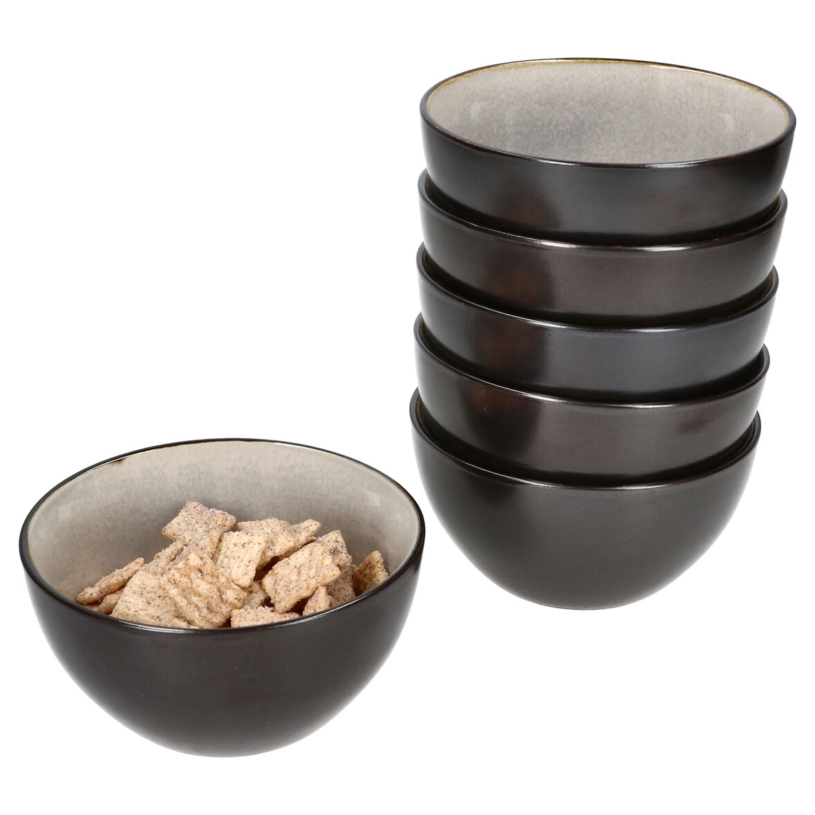 6x Reactive Glaze Dark Cement Pudding-Schale 240ml Schüssel Grau Nüsse Obst