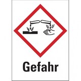 thumbnail of Dreifke® Gefahrstoffetiketten - Ätzwirkung (GHS05) Signalwo - 52x74 mm Folie selbstklebend