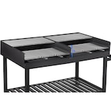 thumbnail of METRO PROFESSIONAL Barbecue a carbonella con ruote, 178 x 91 x 102 cm, coperchio di protezione e vano portaoggetti, acciaio/acciaio inox, nero