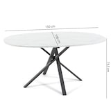 thumbnail of Ovaler Tisch 150x100 cm, Metallkreuzbeine, Laminatplatte, Esstisch für 4 Personen, X-Beine, moderner Stil–Carlo–Marmor