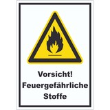 thumbnail of Vorsicht Feuergefährliche Stoffe Aufkleber A8 (52x74mm)