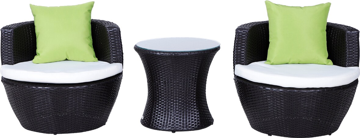 Outsunny Set Mobili da Giardino Tavolino e 2 Poltrone con Cuscini