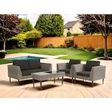 thumbnail of Tarrington House Salotto da esterno Cassone 4 pezzi, acciaio/polyrattan, 1 divano, 2 poltrone, 1 tavolo, grigio