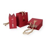 thumbnail of Nette 25 Weihnachtstaschen mit Kordel Motiv Goldtanne Papiertaschen 12+7x14cm