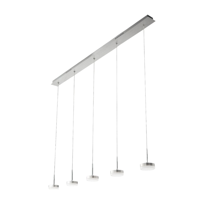 Fabas Luce Dunk 5-flammige Pendelleuchte - 40 W dimmbare LED - Lineares Design aus gebürstetem Aluminium