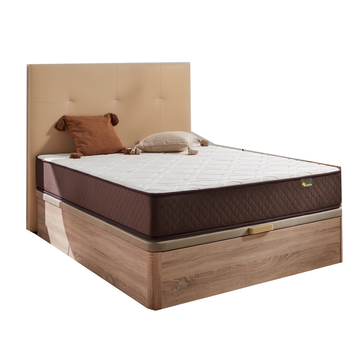 Pack Colchón + Cabecero + Canapé Abatible Descansin | 150x190 | Beis | Maxima Comodidad | Gran Almacenaje