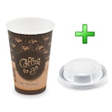 thumbnail of 100x Kaffeebecher L 'Coffee To Go' Melange mit Trinkdeckel 250ml 330ml