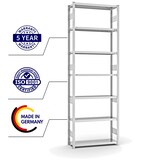 thumbnail of PROREGAL Fachbodenregal Stecksystem | Grundregal | HxBxT 300x100x30cm | 7 Ebenen | Fachlast 300 kg | Beidseitig nutzbar | Lichtgrau