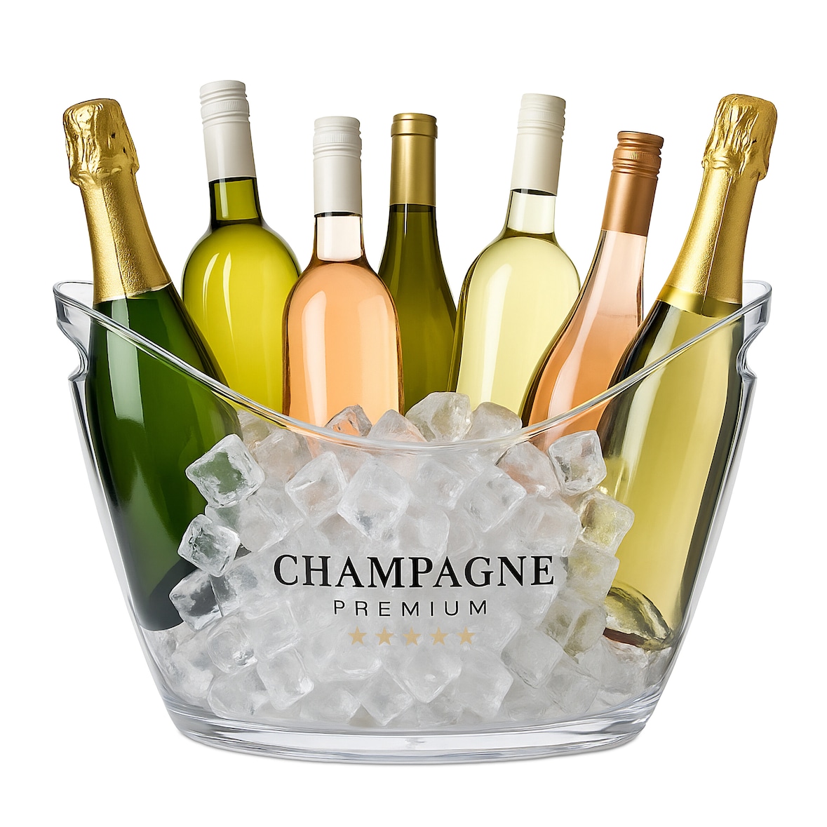Relaxdays Eiseimer, Getränkeschale mit Griffen, 8 l, Flaschenkühler für Sekt, Champagner & Wein, Kunststoff, transparent