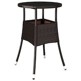 thumbnail of Mesa de jardín vidrio templado ratán sintético marrón Ø60x75 cm