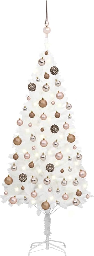 vidaXL Künstlicher Weihnachtsbaum mit Beleuchtung & Kugeln Weiß 120 cm