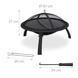 thumbnail of Relaxdays Feuerschale, Ø Schale 51 cm, klappbare Beine, Grillrost, Funkenschutz, Schürhaken, Feuerstelle Garten, schwarz