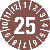 thumbnail of Dreifke® Prüfplakette 25, braun, Schachbrettfolie, selbstklebend, Ø 30mm, 18 Stk.