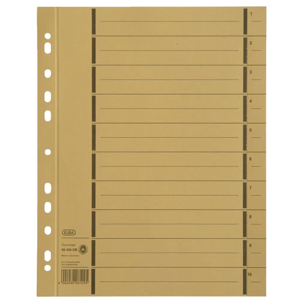 Elba 400004666 Trennblätter mit Perforation - A4 Überbreite, gelb, 100 Stück