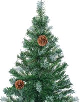 Ein künstlicher Weihnachtsbaum mit Zapfen.