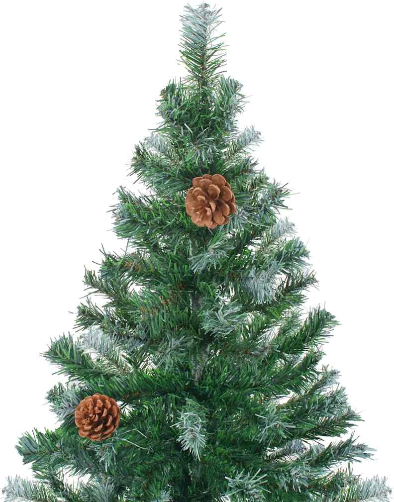 Ein künstlicher Weihnachtsbaum mit Zapfen.