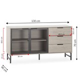 thumbnail of Buffet ISIS 2 portes en métal noir et 3 tiroirs, 130 cm