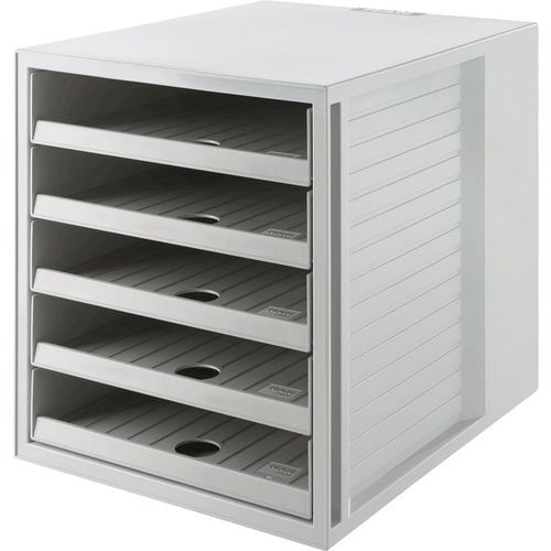 HAN Schubladenbox Regranulat Grau 5 Schübe 27,5 x 33 x 32 cm DIN C4